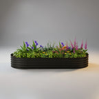 Black Galvanized Steel Raised Garden Bed – 7' x 3' x 1' – Oval Planter