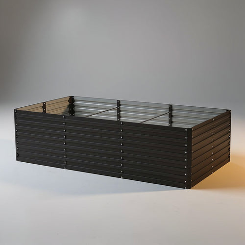 Dark Grey Galvanized Steel Raised Garden Bed – 8' x 4' x 2' – Rectangular Planter
