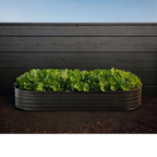 Black Galvanized Steel Raised Garden Bed – 7' x 3' x 1' – Oval Planter