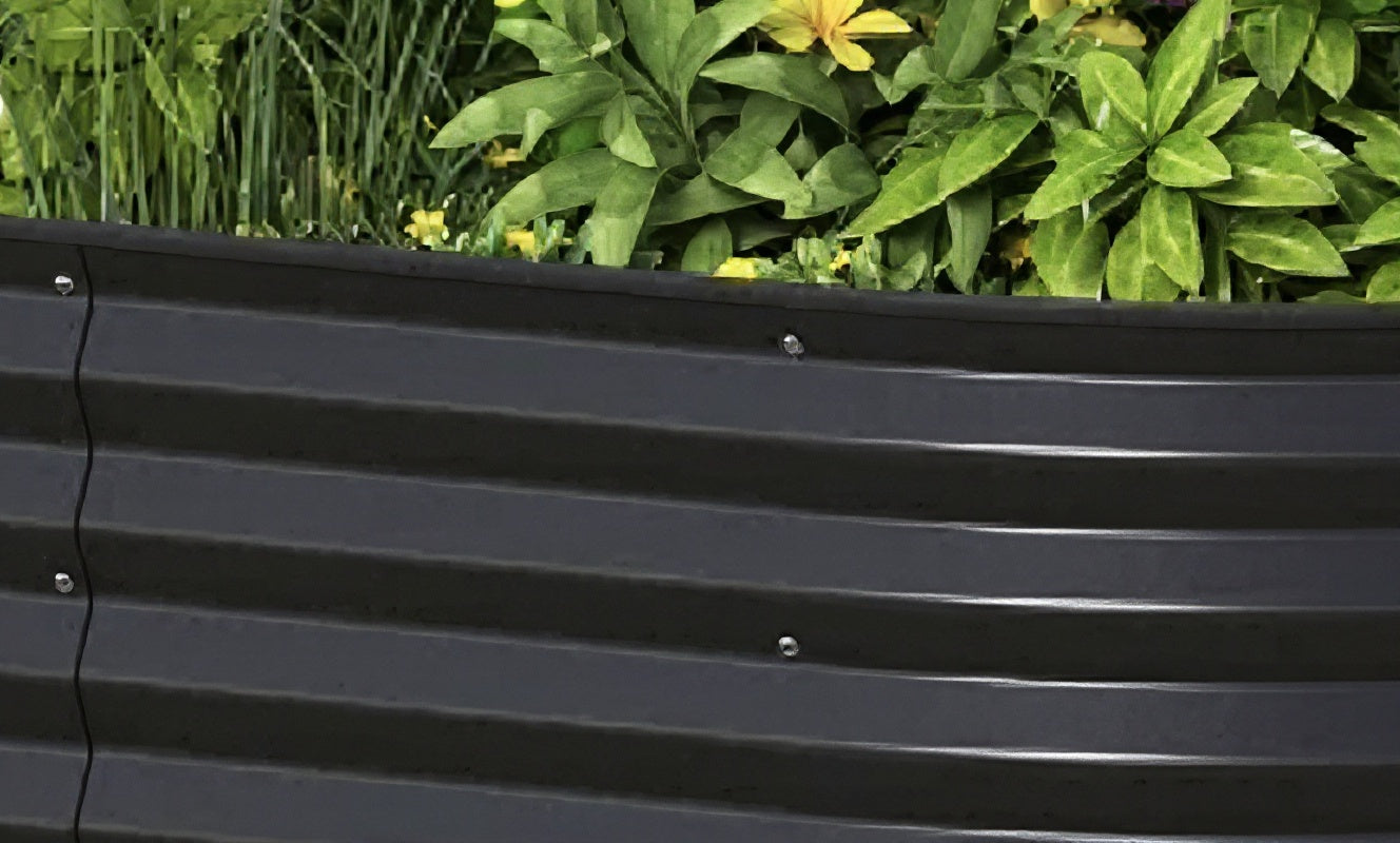 Black Galvanized Steel Raised Garden Bed – 7' x 3' x 1' – Oval Planter